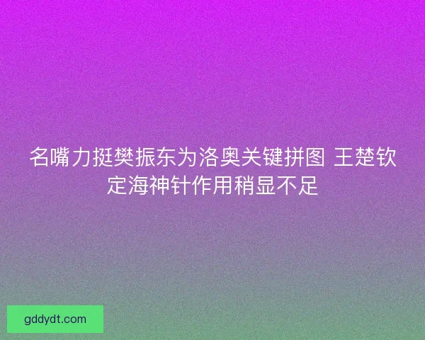 名嘴力挺樊振东为洛奥关键拼图 王楚钦定海神针作用稍显不足
